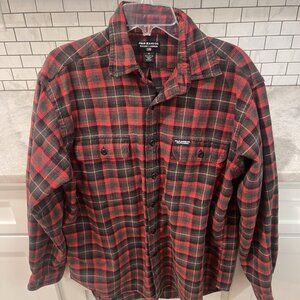 Ralph Lauren Flannel Shirt Mens Medium Red Black Plaid Polo Jeans Co Button Up